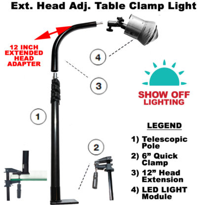 12" Extension for Adjustable Head Table Clamp Lights