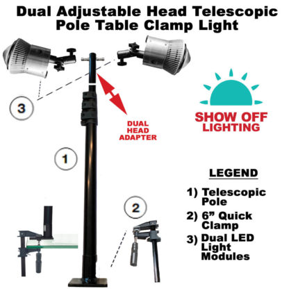 Dual head adapter for Dual Head Adjustable Telescopic Table Clamp Light