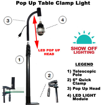 Curved head for Pop Up Table Clamp Lights