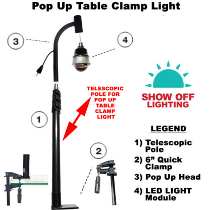 Telescopic pole for 60w Pop Up Table Clamp Light