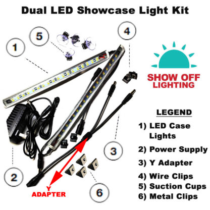 Y adapter to create a dual interior showcase light kit